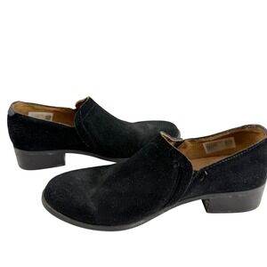 TOMS Shaye Black Suede‎ Slip On Booties Block Heel Womens Sz 8 Minimalist Casual